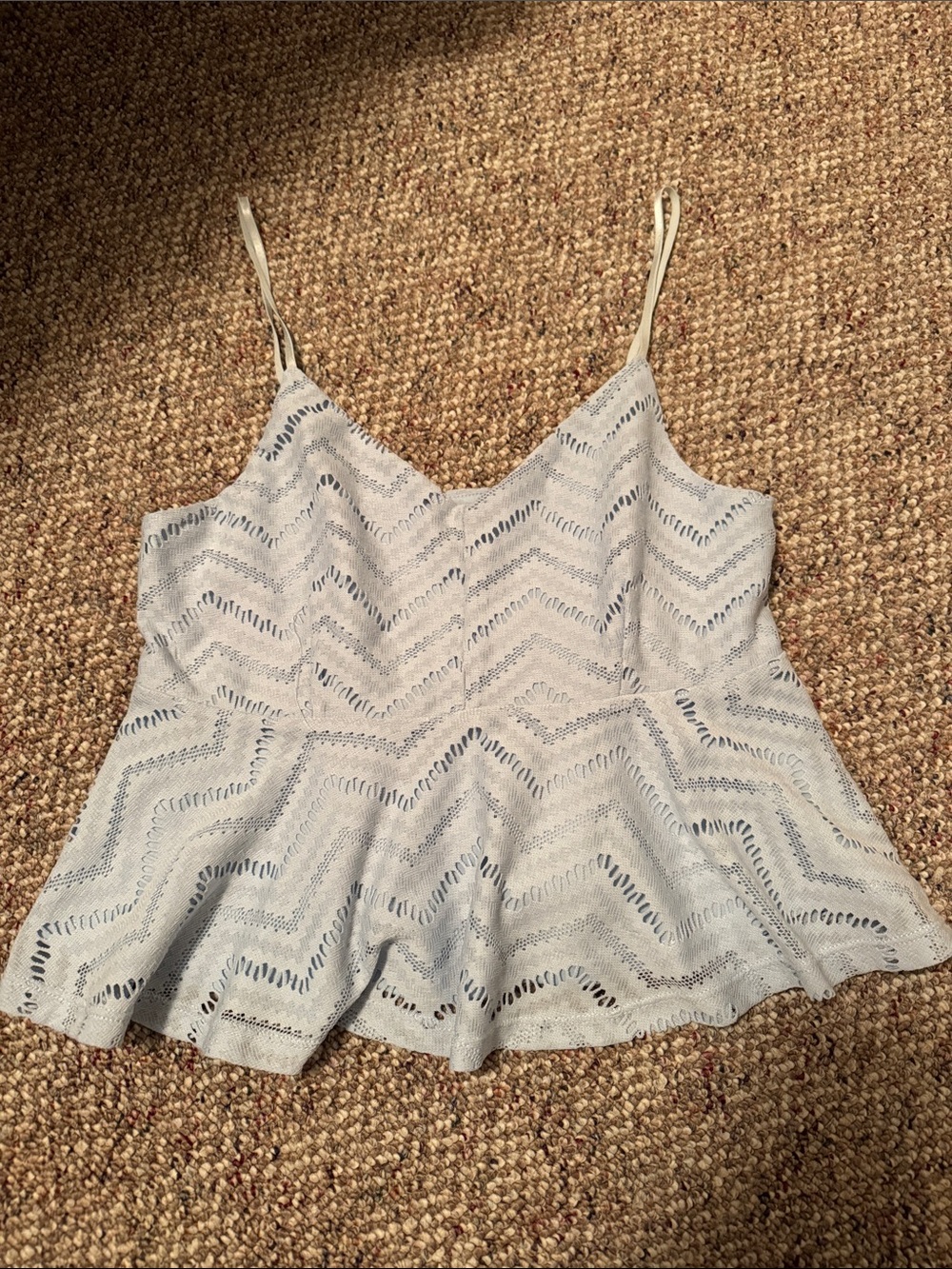 Dynamite Chevron Cutout Peplum Cami Tank Top - Size M - Baby Blue